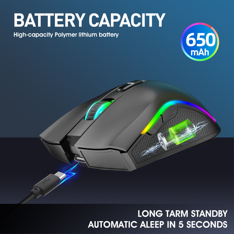 2.4G Wireless Gaming Mouse with 7 Buttons And RGB Backlight Rechargeable